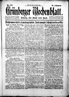 Grünberger Wochenblatt: Zeitung für Stadt und Land, No. 188. (13. August 1918)