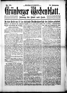 Grünberger Wochenblatt: Zeitung für Stadt und Land, No. 196. (22. August 1918)