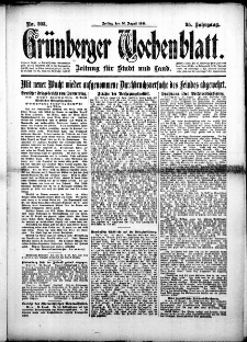 Grünberger Wochenblatt: Zeitung für Stadt und Land, No. 203. (30. August 1918)