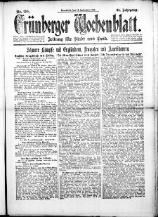 Grünberger Wochenblatt: Zeitung für Stadt und Land, No. 216. (14. September 1918)