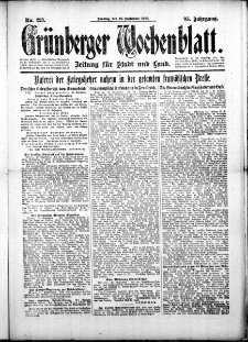 Grünberger Wochenblatt: Zeitung für Stadt und Land, No. 223. (22. September 1918)