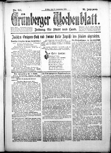 Grünberger Wochenblatt: Zeitung für Stadt und Land, No. 227. (27. September 1918)