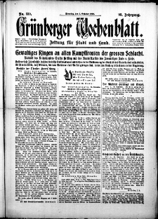 Grünberger Wochenblatt: Zeitung für Stadt und Land, No. 230. (1. Oktober 1918)