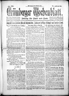 Grünberger Wochenblatt: Zeitung für Stadt und Land, No. 249. (23. Oktober 1918)