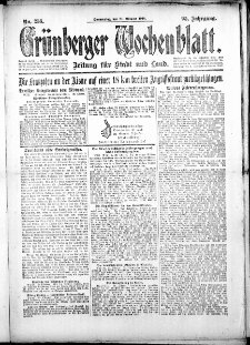 Grünberger Wochenblatt: Zeitung für Stadt und Land, No. 256. (31. Oktober 1918)