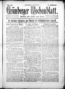 Grünberger Wochenblatt: Zeitung für Stadt und Land, No. 262. (7. November 1918)