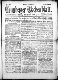 Grünberger Wochenblatt: Zeitung für Stadt und Land, No. 263. (8. November 1918)