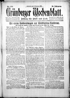 Grünberger Wochenblatt: Zeitung für Stadt und Land, No. 270. (16. November 1918)