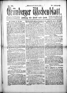 Grünberger Wochenblatt: Zeitung für Stadt und Land, No. 273. (20. November 1918)