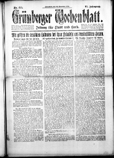 Grünberger Wochenblatt: Zeitung für Stadt und Land, No. 275. (23. November 1918)