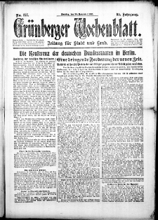 Grünberger Wochenblatt: Zeitung für Stadt und Land, No. 277. (26. November 1918)