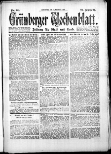 Grünberger Wochenblatt: Zeitung für Stadt und Land, No. 291. (12. Dezember 1918)