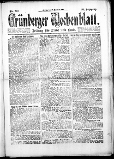 Grünberger Wochenblatt: Zeitung für Stadt und Land, No. 292. (13. Dezember 1918)