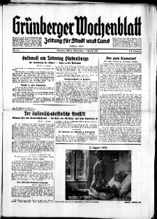 Gr&uuml;nberger Wochenblatt: Zeitung f&uuml;r Stadt und Land, No. 177. ( 1. August 1935)