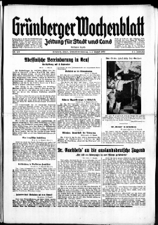 Gr&uuml;nberger Wochenblatt: Zeitung f&uuml;r Stadt und Land, No. 179. ( 3./ 4. August 1935)