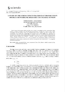 A study on the stress concentration factor induced in double countersunk holes due to uniaxial tension