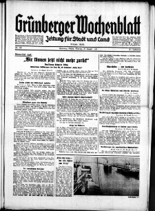 Gr&uuml;nberger Wochenblatt: Zeitung f&uuml;r Stadt und Land, No. 198. ( 26. August 1935)