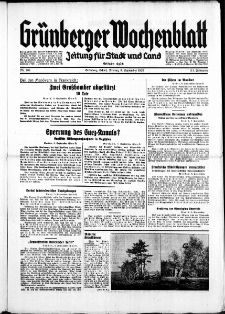 Grünberger Wochenblatt: Zeitung für Stadt und Land, No. 208. ( 6. September 1935)