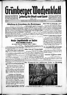Grünberger Wochenblatt: Zeitung für Stadt und Land, No. 215. ( 14./ 15. September 1935)