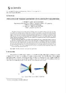 Influence of nozzle geometry on fluid flow parameters