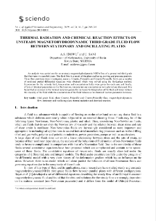 Thermal radiation and chemical reaction effects on unsteady magnetohydrodynamic third grade fluid flow between stationary and oscillating plates