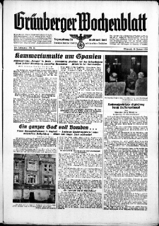 Grünberger Wochenblatt: Zeitung für Stadt und Land, No. 15. ( 18. Januar 1939)