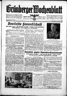 Grünberger Wochenblatt: Zeitung für Stadt und Land, No. 16. ( 19. Januar 1939)