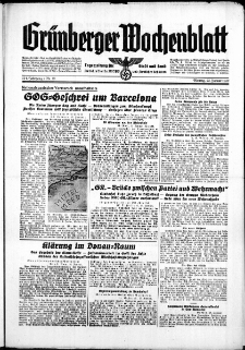 Grünberger Wochenblatt: Zeitung für Stadt und Land, No. 19. ( 23. Januar 1939)