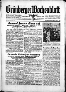 Grünberger Wochenblatt: Zeitung für Stadt und Land, No. 24. ( 28./ 29. Januar 1939)