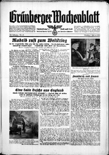 Grünberger Wochenblatt: Zeitung für Stadt und Land, No. 32. ( 7. Februar 1939)