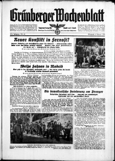 Grünberger Wochenblatt: Zeitung für Stadt und Land, No. 33. ( 8. Februar 1939)