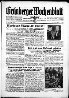 Grünberger Wochenblatt: Zeitung für Stadt und Land, No. 34. ( 9. Februar 1939)