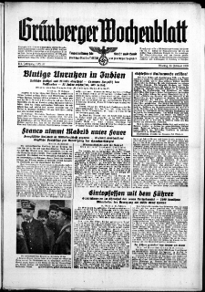 Grünberger Wochenblatt: Zeitung für Stadt und Land, No. 37. ( 13. Februar 1939)