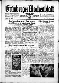 Gr&uuml;nberger Wochenblatt: Zeitung f&uuml;r Stadt und Land, No. 40. ( 16. Februar 1939)