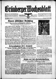 Grünberger Wochenblatt: Zeitung für Stadt und Land, No. 44. ( 21. Februar 1939)
