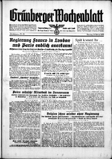 Grünberger Wochenblatt: Zeitung für Stadt und Land, No. 50. ( 28. Februar 1939)