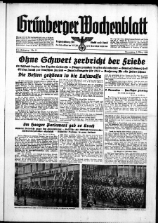 Grünberger Wochenblatt: Zeitung für Stadt und Land, No. 52. ( 2. März 1939)