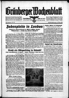 Grünberger Wochenblatt: Zeitung für Stadt und Land, No. 54. ( 4./5. März 1939)