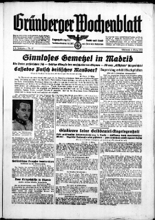 Grünberger Wochenblatt: Zeitung für Stadt und Land, No. 57. ( 8. März 1939)