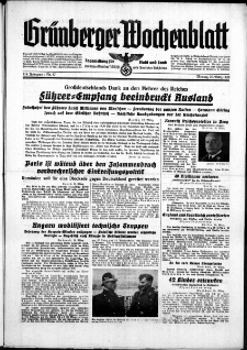 Grünberger Wochenblatt: Zeitung für Stadt und Land, No. 67. ( 20. März 1939)