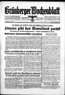 Grünberger Wochenblatt: Zeitung für Stadt und Land, No. 69. ( 22. März 1939)
