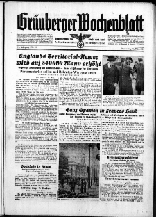 Grünberger Wochenblatt: Zeitung für Stadt und Land, No. 76. ( 30. März 1939)