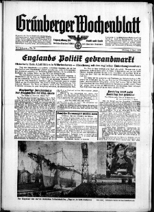 Gr&uuml;nberger Wochenblatt: Zeitung f&uuml;r Stadt und Land, No. 79. ( 3. April 1939)