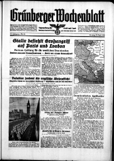 Grünberger Wochenblatt: Zeitung für Stadt und Land, No. 95. ( 25. April 1939)