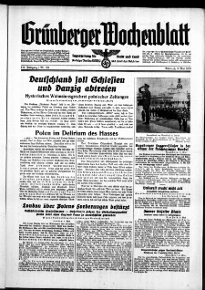 Grünberger Wochenblatt: Zeitung für Stadt und Land, No. 101. ( 3. Mai 1939)