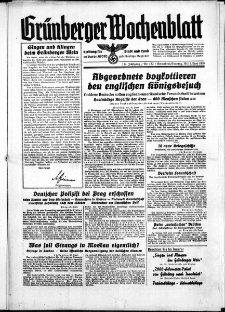 Grünberger Wochenblatt: Zeitung für Stadt und Land, No. 132. ( 10./ 11. Juni 1939)