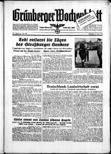 Grünberger Wochenblatt: Zeitung für Stadt und Land, No. 133. ( 12. Juni 1939)