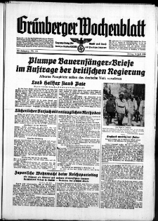 Gr&uuml;nberger Wochenblatt: Zeitung f&uuml;r Stadt und Land, No. 161. ( 14. Juli 1939)