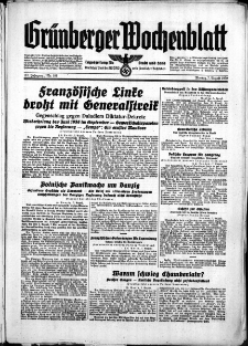 Grünberger Wochenblatt: Zeitung für Stadt und Land, No. 181. ( 7. August 1939)
