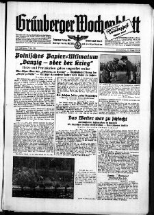 Grünberger Wochenblatt: Zeitung für Stadt und Land, No. 184. ( 10. August 1939)